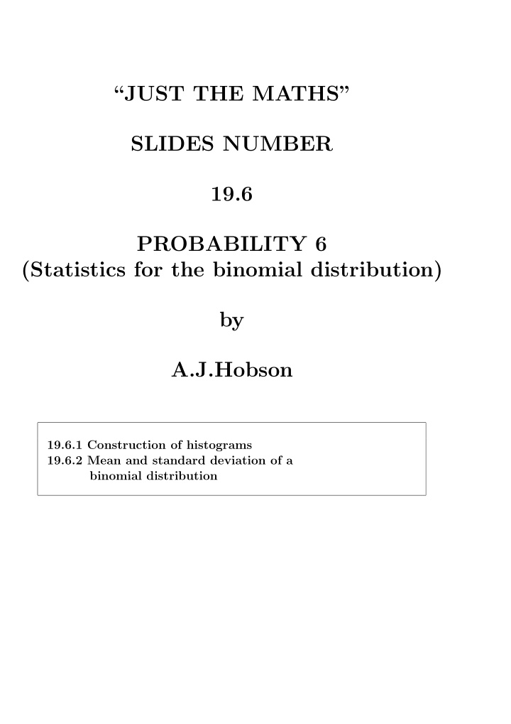 just the maths slides number 19 6 probability 6