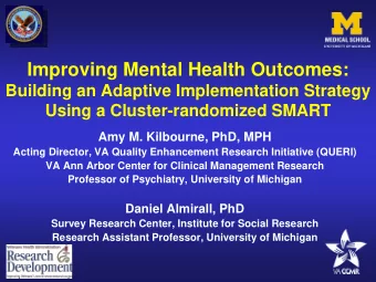 Improving Mental Health Outcomes:  Building an Adaptive Implementation Strategy  Using a