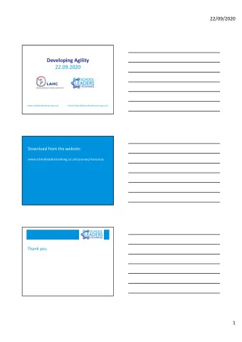 Developing Agility  22.09.2020  www.schoolleaderstraining.co.uk