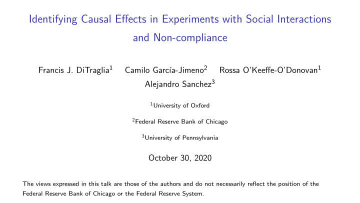 identifying causal efgects in experiments with social