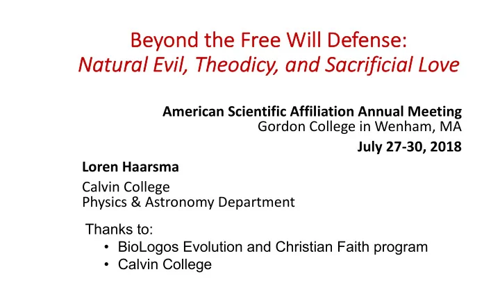 be beyon ond the free will defense nat natur ural al evil