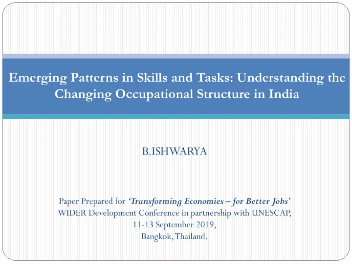 emerging patterns in skills and tasks understanding the
