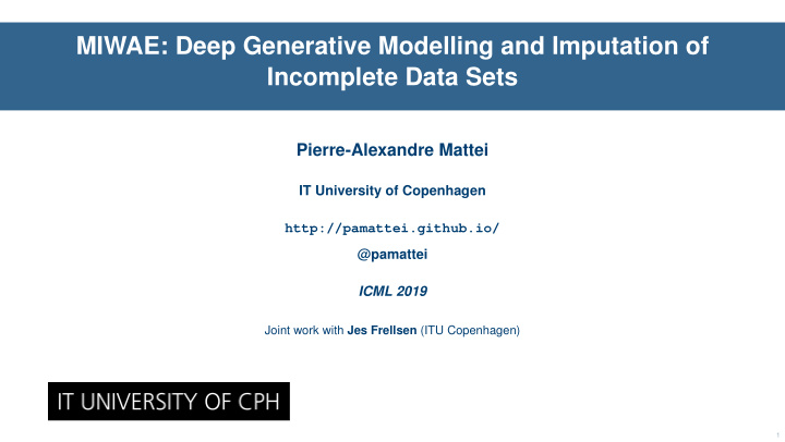 miwae deep generative modelling and imputation of