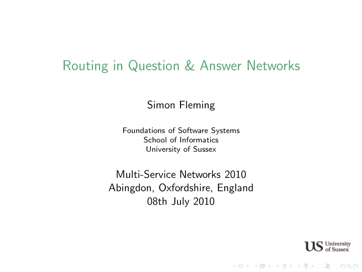 routing in question answer networks