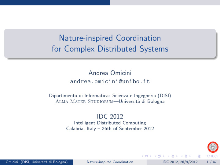 nature inspired coordination for complex distributed
