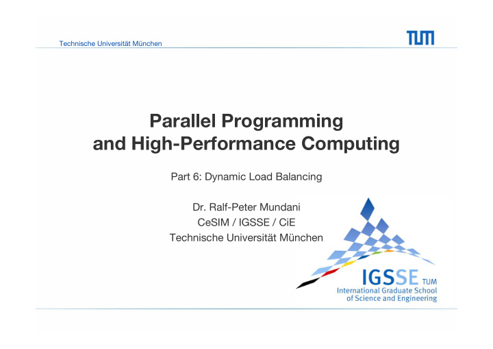 parallel programming and high performance computing