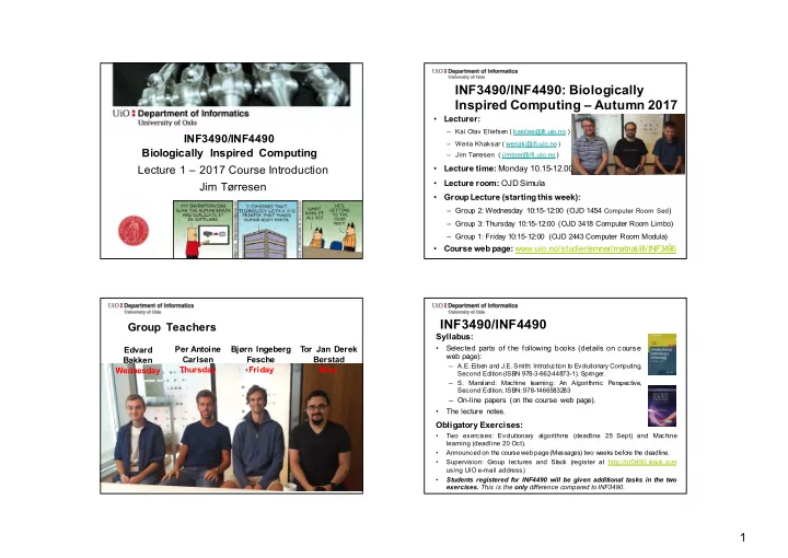 inf3490 inf4490 biologically inspired computing autumn