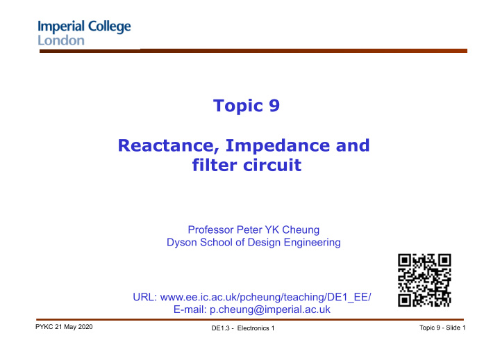 topic 9 reactance impedance and filter circuit