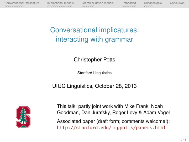 conversational implicatures interacting with grammar