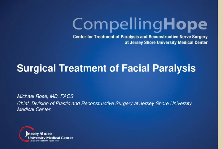 surgical treatment of facial paralysis