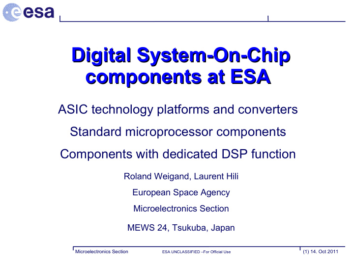 digital system on chip components at esa components at