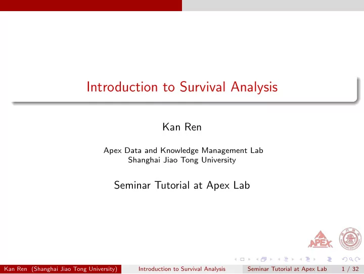 introduction to survival analysis