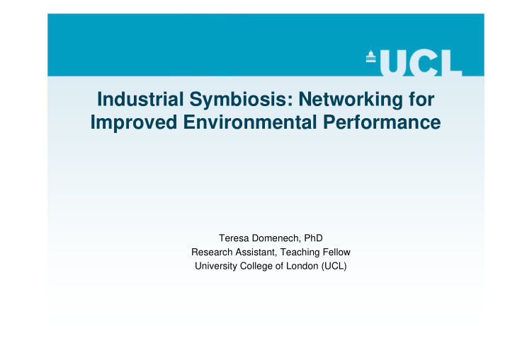 industrial symbiosis networking for improved