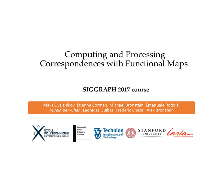 computing and processing correspondences with functional