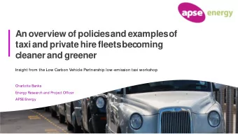 An overview of policies and examples of  taxi and private hire fleets becoming  cleaner and greener