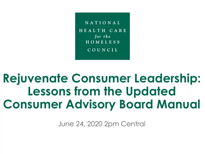 rejuvenate consumer leadership