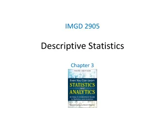 Descriptive Statistics  Chapter 3  Summarizing Data  With lots of playtesting,  there is a lot