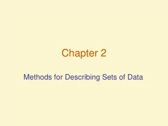 Chapter 2  Methods for Describing Sets of Data  Objectives  Describe Data using Graphs  Describe