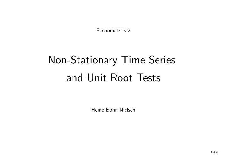 non stationary time series and unit root tests