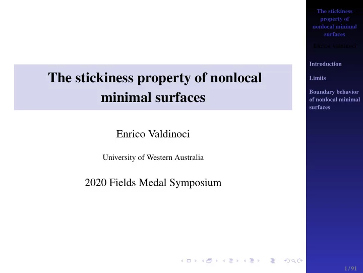 the stickiness property of nonlocal