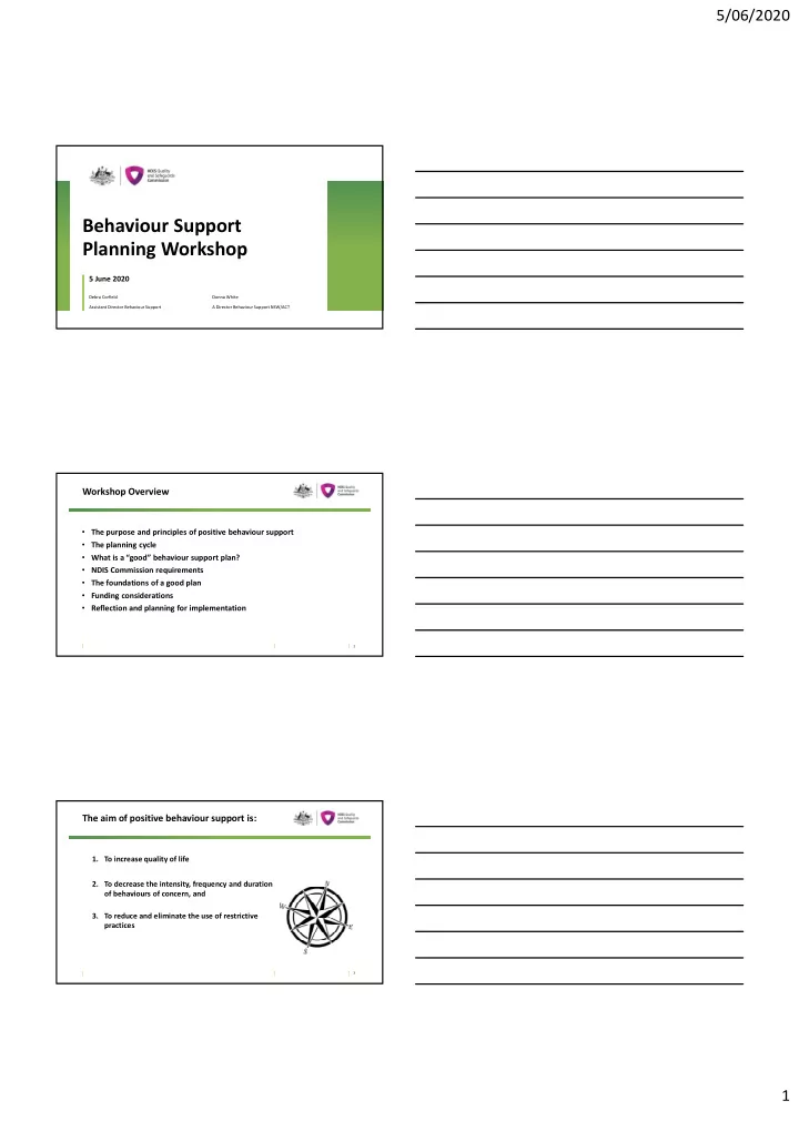 behaviour support planning workshop