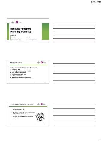 Behaviour Support  Planning Workshop  5 June 2020  Debra Corfield  Donna White  Assistant Director