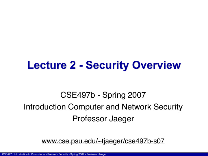 lecture 2 security overview