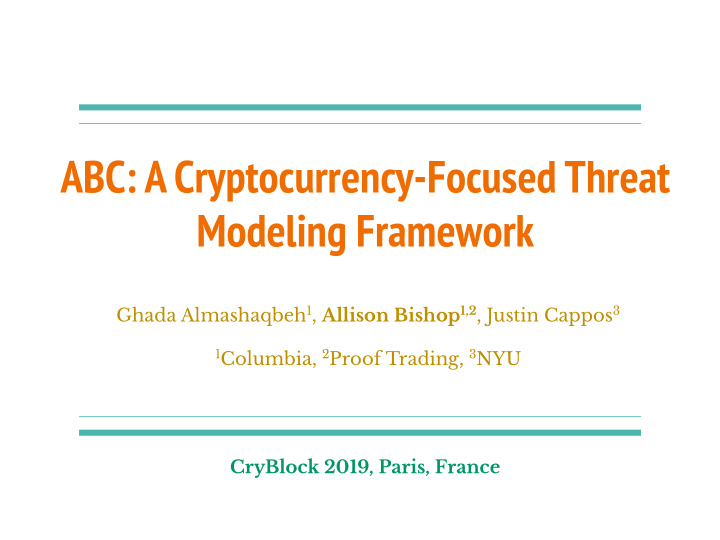 abc a cryptocurrency focused threat modeling framework