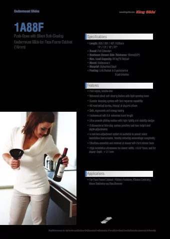 1A88F  Push-Open with Silent Soft-Closing  Specifications  Undermount Slide for Face Frame Cabinet