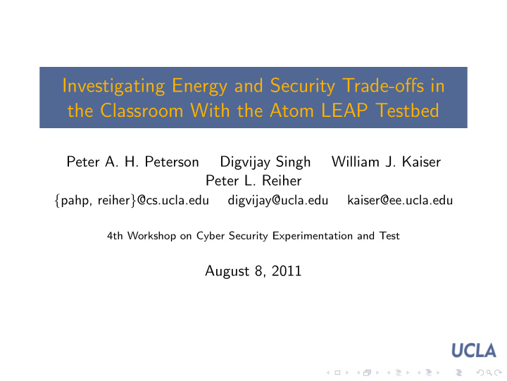 investigating energy and security trade offs in the