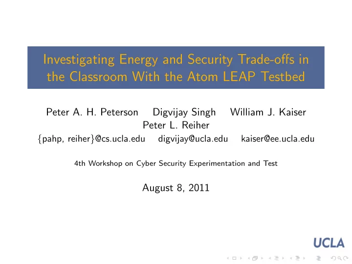investigating energy and security trade offs in the