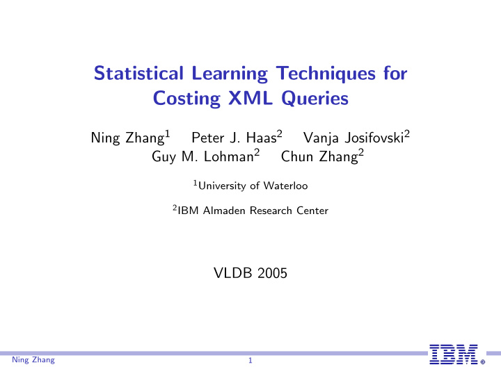 statistical learning techniques for costing xml queries