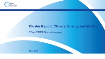 Cluster Report Climate, Energy and Mobility  ERA-LEARN, Discussion paper  15.05.2019  Tour de