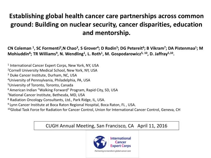 establishing global health cancer care partnerships