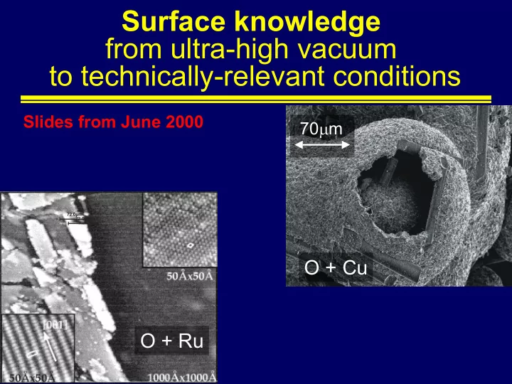 surface knowledge from ultra high vacuum to technically
