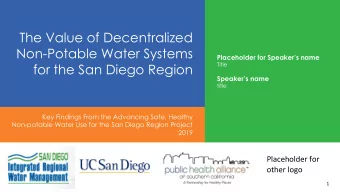 The Value of Decentralized  Non-Potable Water Systems  Placeholder for Speakers name  for the