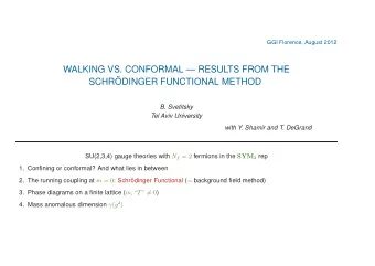 WALKING VS. CONFORMAL  RESULTS FROM THE  SCHR   ODINGER FUNCTIONAL METHOD  B. Svetitsky  Tel