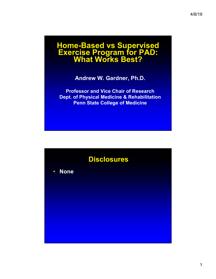 home based vs supervised exercise program for pad what