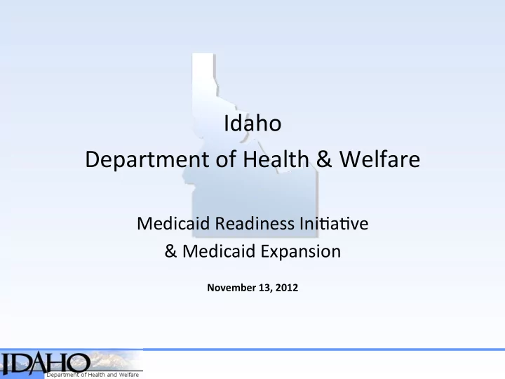 idaho department of health welfare