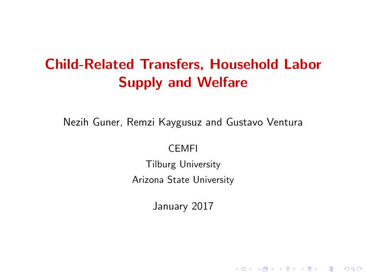 child related transfers household labor supply and welfare