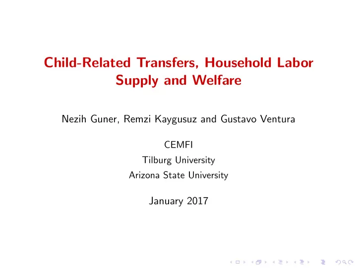 child related transfers household labor supply and welfare