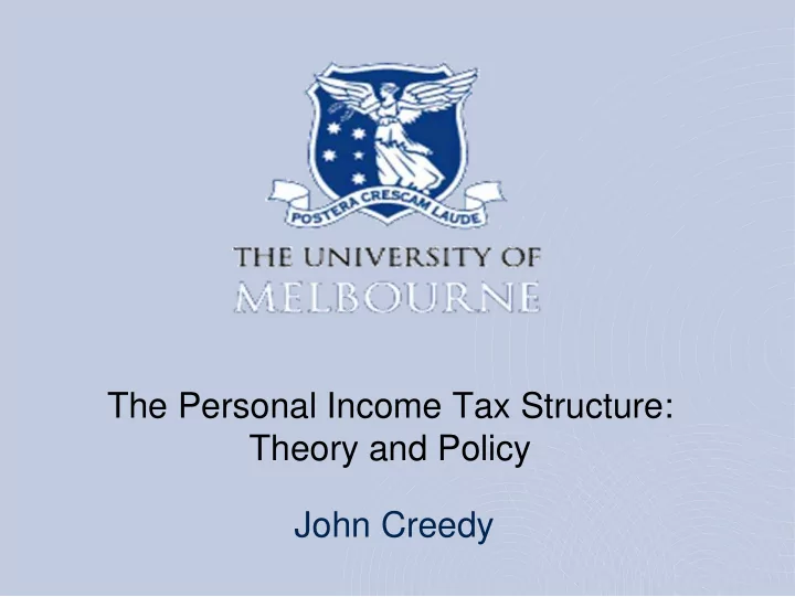 the personal income tax structure theory and policy john