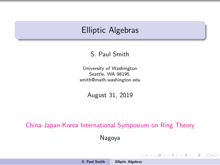 elliptic algebras