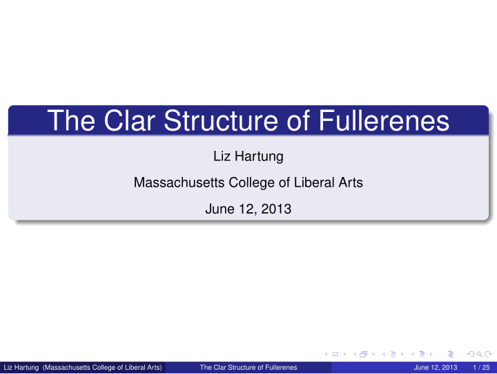 the clar structure of fullerenes