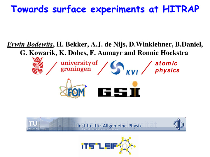 towards surface experiments at hitrap