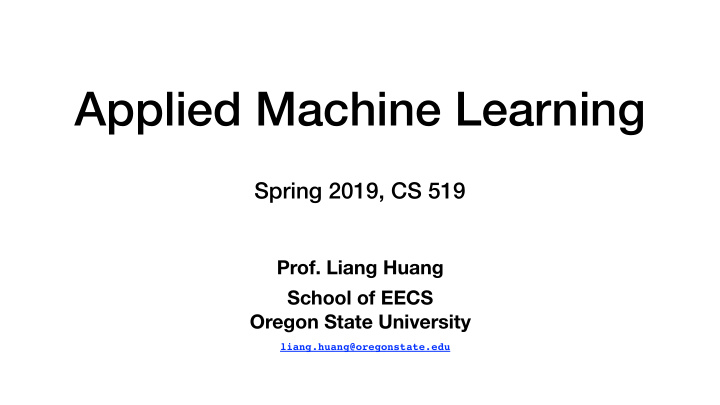 applied machine learning