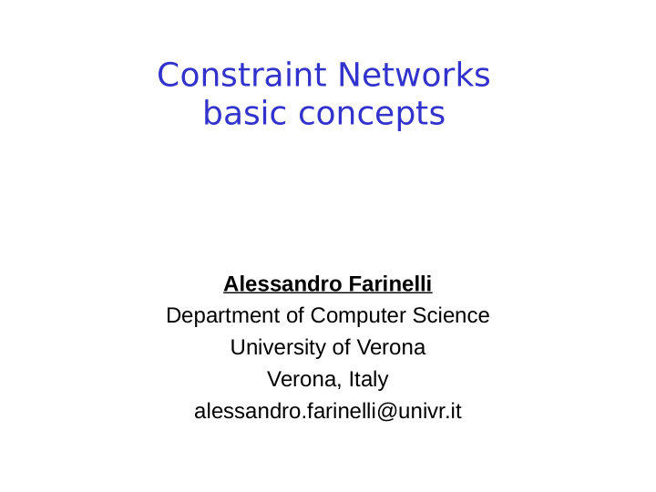 constraint networks basic concepts