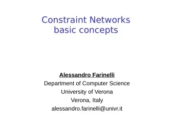 Constraint Networks  basic concepts  Alessandro Farinelli  Department of Computer Science