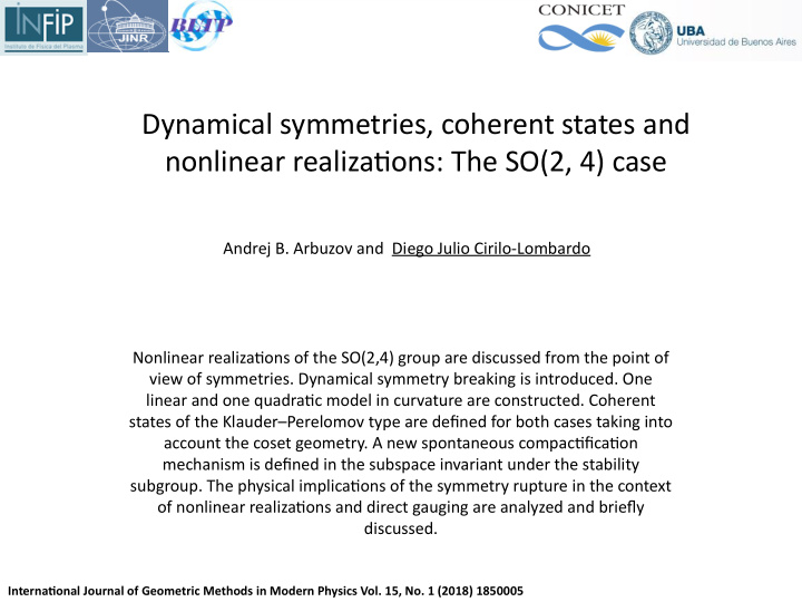 dynamical symmetries coherent states and nonlinear