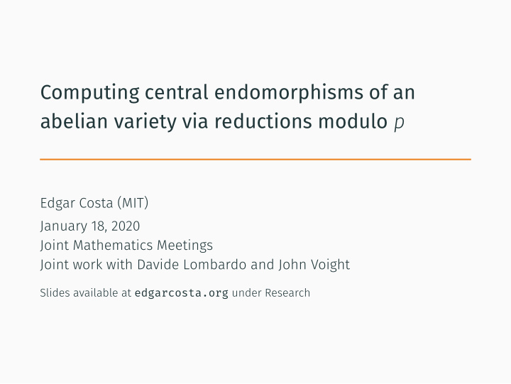 computing central endomorphisms of an abelian variety via